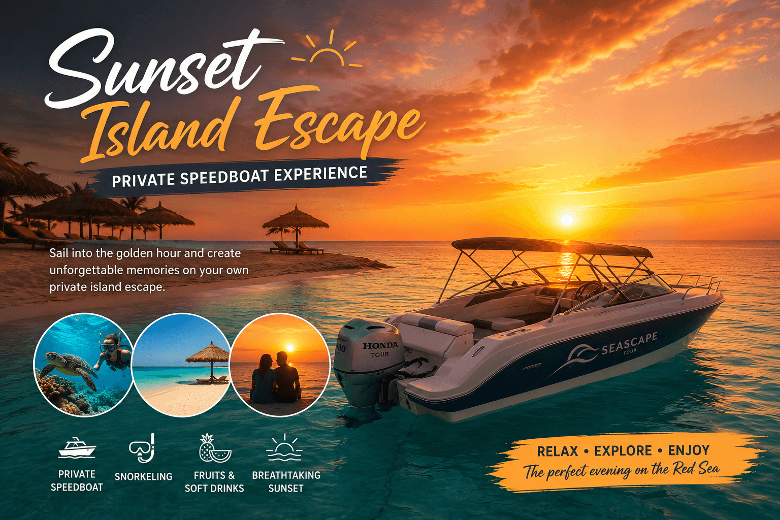 Hurghada : Sunset Island Escape – Private Speedboat Experience